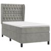 Cama Individual | Cama Box Spring | Cama Para Adultos Con Colchón Terciopelo Gris Claro 80x200 Cm Cfw837080