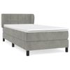 Cama Individual | Cama Box Spring | Cama Para Adultos Con Colchón Terciopelo Gris Claro 80x200 Cm Cfw610513