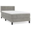 Cama Individual | Cama Box Spring | Cama Para Adultos Con Colchón Terciopelo Gris Claro 80x200 Cm Cfw440645