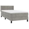 Cama Individual | Cama Box Spring | Cama Para Adultos Con Colchón Terciopelo Gris Claro 80x200 Cm Cfw440645