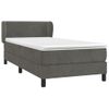 Cama Individual | Cama Para Adultos | Cama Box Spring Con Colchón Terciopelo Gris Oscuro 100x200 Cm Cfw175115