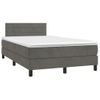 Cama Matrimonial | Cama Para Adultos | Cama Box Spring Con Colchón Terciopelo Gris Oscuro 120x190 Cm Cfw817143