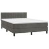 Cama Doble | Cama Box Spring | Cama Para Adultos Con Colchón Terciopelo Gris Oscuro 140x190 Cm Cfw318543