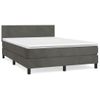 Cama Matrimonial | Cama Para Adultos | Cama Box Spring Con Colchón Terciopelo Gris Oscuro 140x190 Cm Cfw300482