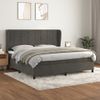 Cama Doble | Cama Box Spring | Cama Para Adultos Con Colchón Terciopelo Gris Oscuro 200x200 Cm Cfw619370