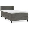 Cama Individual | Cama Para Adultos | Cama Box Spring Con Colchón Terciopelo Gris Oscuro 80x200 Cm Cfw466529