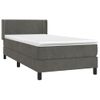 Cama Individual | Cama Box Spring | Cama Para Adultos Con Colchón Terciopelo Gris Oscuro 80x200 Cm Cfw324532