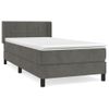 Cama Individual | Cama Para Adultos | Cama Box Spring Con Colchón Terciopelo Gris Oscuro 80x200 Cm Cfw501634