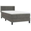 Cama Individual | Cama Para Adultos | Cama Box Spring Con Colchón Terciopelo Gris Oscuro 80x200 Cm Cfw501634