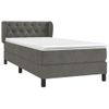 Cama Individual | Cama Box Spring | Cama Para Adultos Con Colchón Terciopelo Gris Oscuro 80x200 Cm Cfw961334