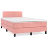 Cama Matrimonial | Cama Para Adultos | Cama Box Spring Con Colchón Terciopelo Rosa 120x190 Cm Cfw603335