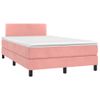 Cama Matrimonial | Cama Para Adultos | Cama Box Spring Con Colchón Terciopelo Rosa 120x190 Cm Cfw603335