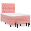 Cama Matrimonial | Cama Para Adultos | Cama Box Spring Con Colchón Terciopelo Rosa 120x200 Cm Cfw640203