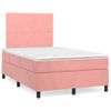 Cama Matrimonial | Cama Para Adultos | Cama Box Spring Con Colchón Terciopelo Rosa 120x200 Cm Cfw574125