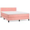 Cama Matrimonial | Cama Para Adultos | Cama Box Spring Con Colchón Terciopelo Rosa 140x200 Cm Cfw994759