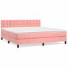 Cama Doble | Cama Box Spring | Cama Para Adultos Con Colchón Terciopelo Rosa 160x200 Cm Cfw339700