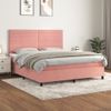 Cama Doble | Cama Box Spring | Cama Para Adultos Con Colchón Terciopelo Rosa 180x200 Cm Cfw261205