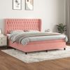 Cama Matrimonial | Cama Para Adultos | Cama Box Spring Con Colchón Terciopelo Rosa 180x200 Cm Cfw24507