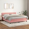 Cama Doble | Cama Box Spring | Cama Para Adultos Con Colchón Terciopelo Rosa 180x200 Cm Cfw218602