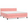 Cama Matrimonial | Cama Para Adultos | Cama Box Spring Con Colchón Terciopelo Rosa 180x200 Cm Cfw226986