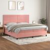 Cama Doble | Cama Box Spring | Cama Para Adultos Con Colchón Terciopelo Rosa 200x200 Cm Cfw518956