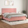 Cama Doble | Cama Box Spring | Cama Para Adultos Con Colchón Terciopelo Rosa 200x200 Cm Cfw636394