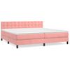 Cama Matrimonial | Cama Para Adultos | Cama Box Spring Con Colchón Terciopelo Rosa 200x200 Cm Cfw358981