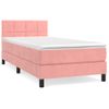 Cama Individual | Cama Para Adultos | Cama Box Spring Con Colchón Terciopelo Rosa 90x200 Cm Cfw288257