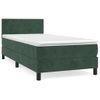 Cama Para Adulto | Cama Individual | Cama Box Spring Con Colchón Terciopelo Verde Oscuro 100x200 Cm Cfw927355