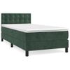 Cama Individual | Cama Para Adultos | Cama Box Spring Con Colchón Terciopelo Verde Oscuro 100x200 Cm Cfw345511