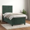 Cama Individual | Cama Box Spring | Cama Para Adultos Con Colchón Terciopelo Verde Oscuro 100x200 Cm Cfw447386