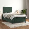 Cama Matrimonial | Cama Para Adultos | Cama Box Spring Con Colchón Terciopelo Verde Oscuro 120x190 Cm Cfw361190