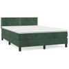 Cama Matrimonial | Cama Para Adultos | Cama Box Spring Con Colchón Terciopelo Verde Oscuro 140x190 Cm Cfw871316