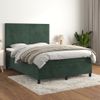 Cama Doble | Cama Box Spring | Cama Para Adultos Con Colchón Terciopelo Verde Oscuro 140x190 Cm Cfw861043