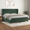 Cama Matrimonial | Cama Para Adultos | Cama Box Spring Con Colchón Terciopelo Verde Oscuro 200x200 Cm Cfw217410