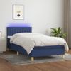 Cama Para Adultos | Cama Box Spring Con Colchón Y Led Tela Azul 100x200 Cm Cfw102528