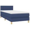 Cama Para Adultos | Cama Box Spring Con Colchón Y Led Tela Azul 100x200 Cm Cfw102528