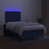 Cama Matrimonial | Cama Para Adultos | Cama Box Spring Con Colchón Y Led Tela Azul 120x200 Cm Cfw516668