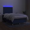 Cama Doble | Cama Box Spring | Cama Para Adultos Con Colchón Y Led Tela Azul 120x200 Cm Cfw249794