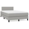 Cama Matrimonial | Cama Para Adultos | Cama Box Spring Con Colchón Y Led Tela Gris Claro 120x190 Cm Cfw886537