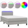 Cama Matrimonial | Cama Para Adultos | Cama Box Spring Con Colchón Y Led Tela Gris Claro 120x190 Cm Cfw770548