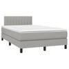 Cama Matrimonial | Cama Para Adultos | Cama Box Spring Con Colchón Y Led Tela Gris Claro 120x190 Cm Cfw770548