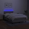 Cama Matrimonial | Cama Para Adultos | Cama Box Spring Con Colchón Y Led Tela Gris Claro 120x190 Cm Cfw770548