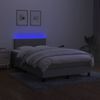 Cama Matrimonial | Cama Para Adultos | Cama Box Spring Con Colchón Y Led Tela Gris Claro 120x190 Cm Cfw593076