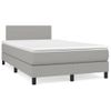 Cama Matrimonial | Cama Para Adultos | Cama Box Spring Con Colchón Y Led Tela Gris Claro 120x190 Cm Cfw125472