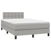 Cama Matrimonial | Cama Para Adultos | Cama Box Spring Con Colchón Y Led Tela Gris Claro 120x190 Cm Cfw261625