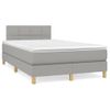 Cama Matrimonial | Cama Para Adultos | Cama Box Spring Con Colchón Y Led Tela Gris Claro 120x190 Cm Cfw850181