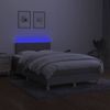 Cama Matrimonial | Cama Para Adultos | Cama Box Spring Con Colchón Y Led Tela Gris Claro 120x190 Cm Cfw850181