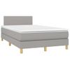 Cama Matrimonial | Cama Para Adultos | Cama Box Spring Con Colchón Y Led Tela Gris Claro 120x190 Cm Cfw172391