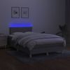 Cama Matrimonial | Cama Para Adultos | Cama Box Spring Con Colchón Y Led Tela Gris Claro 120x190 Cm Cfw172391